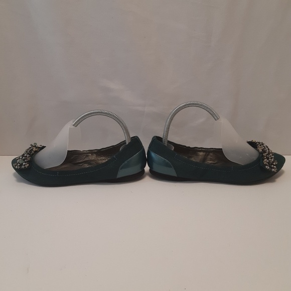 Bacio 61 Emerald Green Embellished Flats - Picture 6 of 8